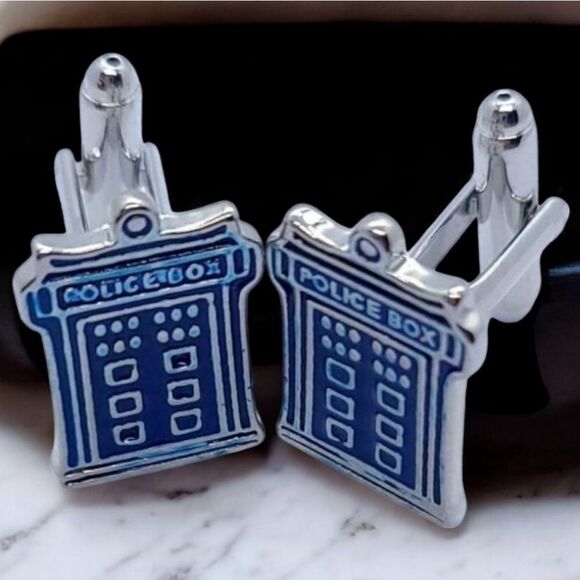 Blue Police Box Tardis Dr. Who The Doctor Who Cuff Links Whovian Gift Cufflinks - Picture 4 of 7